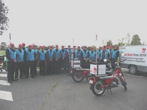 Riders and crew line up